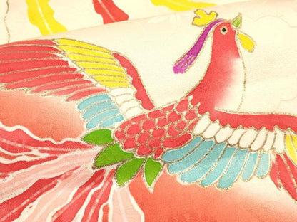 平和屋着物∵女の子 十三参り 子供 祝着 駒刺繍 鳳凰 暈し染め 金彩 逸品 DAAY3503ma