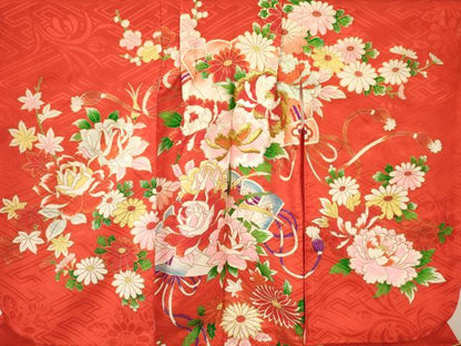 平和屋着物[]七五三　女の子　３歳　祝着　三つ身　長襦袢(袷)セット　刺繍　檜扇花文　金彩　逸品　DAAY3513ma