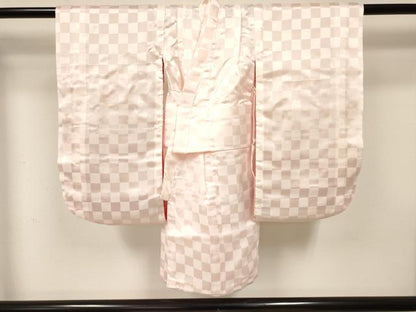平和屋着物[]七五三　女の子　３歳　祝着　三つ身　長襦袢(袷)セット　刺繍　檜扇花文　金彩　逸品　DAAY3513ma