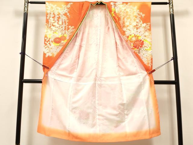 平和屋着物[]七五三　女の子　７歳　祝着　四つ身　駒刺繍　花車文　暈し染め　金彩　逸品　DAAY3515ma