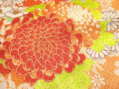 平和屋着物[]七五三　女の子　７歳　祝着　四つ身　駒刺繍　花車文　暈し染め　金彩　逸品　DAAY3515ma
