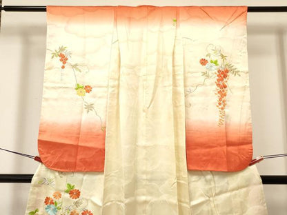 平和屋着物[]七五三　女の子　７歳　祝着　四つ身　総刺繍　菊花文　暈し染め　金銀糸　逸品　DAAY3516ma