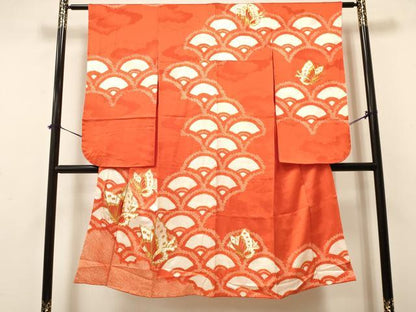 平和屋着物[]七五三　女の子　７歳　祝着　四つ身　駒刺繍　絞り　舞蝶文　青海波　逸品　DAAY3519ma