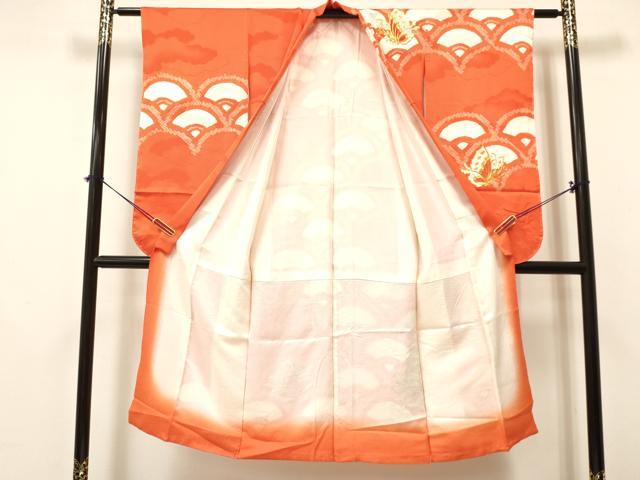 平和屋着物[]七五三　女の子　７歳　祝着　四つ身　駒刺繍　絞り　舞蝶文　青海波　逸品　DAAY3519ma