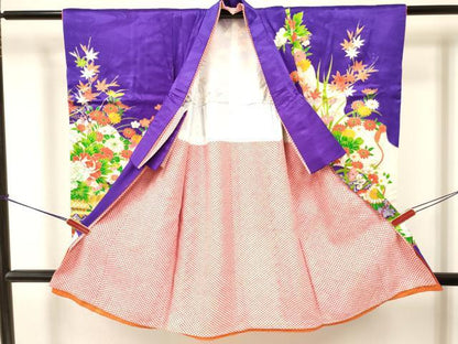 平和屋着物[]七五三　女の子　３歳　祝着　三つ身　駒刺繍　花籠文　金彩　逸品　DAAY3520ma