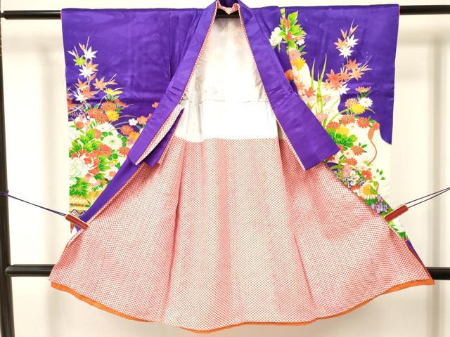 平和屋着物[]七五三　女の子　３歳　祝着　三つ身　駒刺繍　花籠文　金彩　逸品　DAAY3520ma