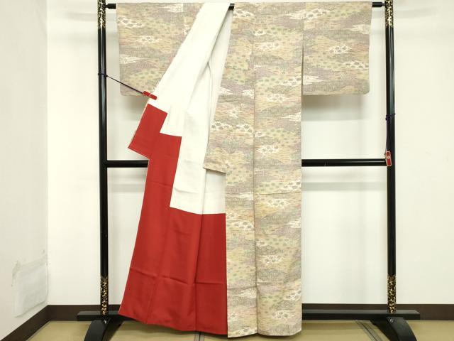平和屋着物■上質な紬　幾何学文　正絹　逸品　DAAY3568cd
