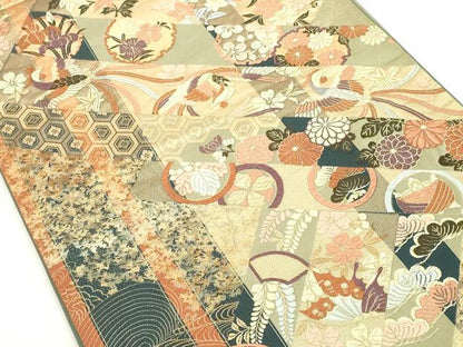 平和屋着物◎六通柄袋帯　唐織　鳳凰雪輪花蝶文　正絹　逸品　DAAY3638cd