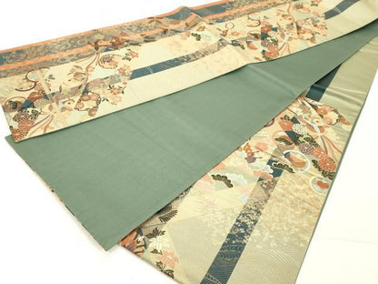 平和屋着物◎六通柄袋帯　唐織　鳳凰雪輪花蝶文　正絹　逸品　DAAY3638cd