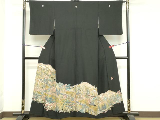 平和屋着物■豪華黒留袖　作家物　風景文　松竹梅　暈し染め　金彩　正絹　逸品　DAAY3729cd