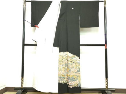 平和屋着物■豪華黒留袖　作家物　風景文　松竹梅　暈し染め　金彩　正絹　逸品　DAAY3729cd