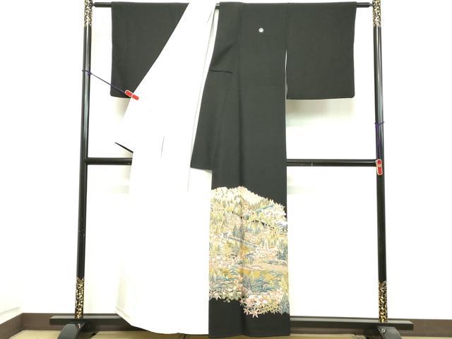 平和屋着物■豪華黒留袖　作家物　風景文　松竹梅　暈し染め　金彩　正絹　逸品　DAAY3729cd