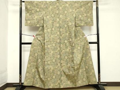 平和屋着物■上質な紬　飾花文　正絹　逸品　DAAY3955cd