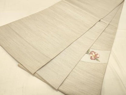 平和屋着物◎太鼓柄袋帯 紬地 枝花文 金糸 正絹 逸品 DAAY4010jm