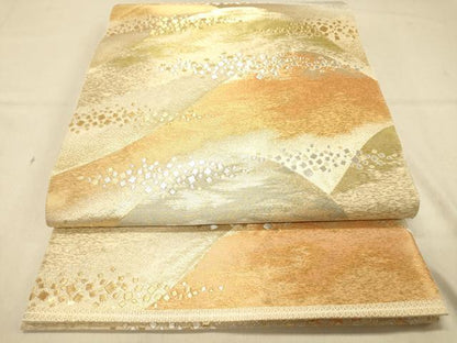平和屋着物◎西陣 服部織物謹製 六通柄袋帯 重山箔散らし文 金銀糸 正絹 逸品 DAAY4017jm