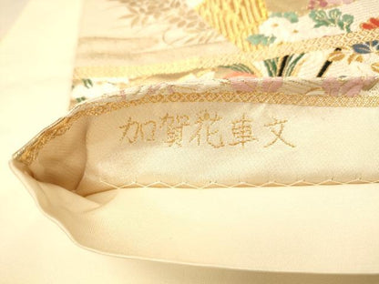 平和屋着物◎六通柄袋帯　唐織　加賀花車文　金糸　正絹　逸品　DAAY4020jm
