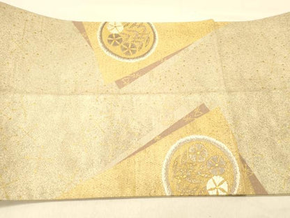 平和屋着物◎太鼓柄袋帯　色紙花丸文　金糸　正絹　逸品　DAAY4021jm