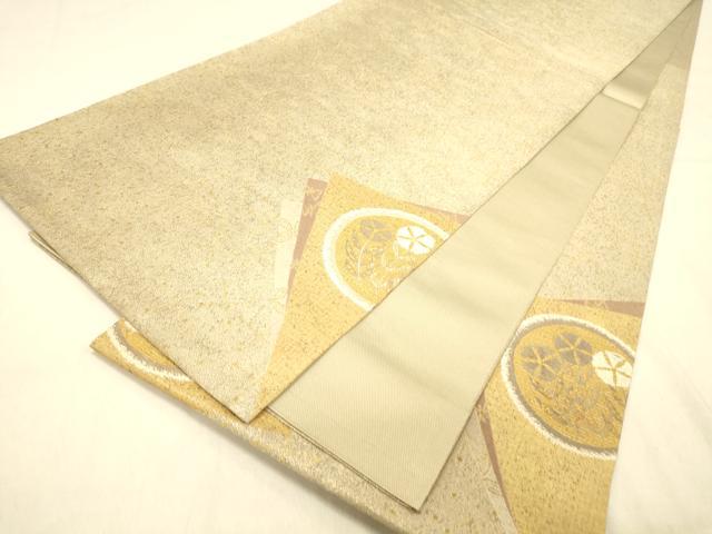 平和屋着物◎太鼓柄袋帯　色紙花丸文　金糸　正絹　逸品　DAAY4021jm