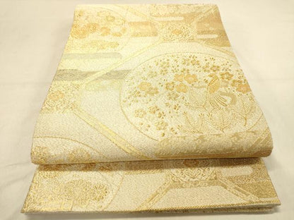 平和屋着物◎佐賀錦　六通柄袋帯　蜀江花鳥文　梅松　金糸　正絹　逸品　DAAY4050jm