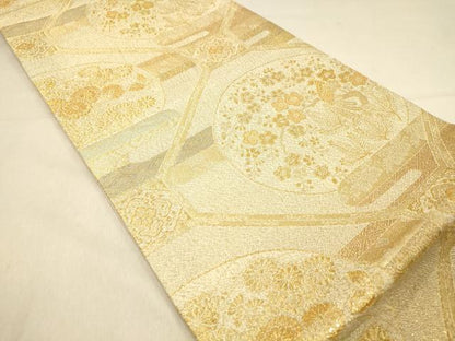 平和屋着物◎佐賀錦　六通柄袋帯　蜀江花鳥文　梅松　金糸　正絹　逸品　DAAY4050jm