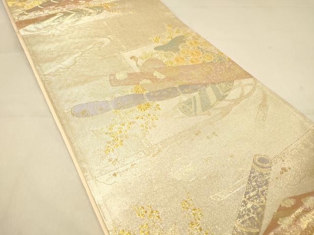 平和屋着物◎六通柄袋帯　吉祥花文　金糸　正絹　逸品　DAAY4054jm