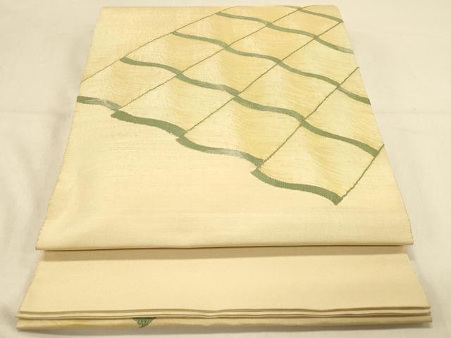 平和屋着物◎太鼓柄袋帯　すくい織　瓦文　正絹　逸品　DAAY4058jm