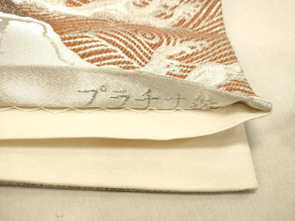 平和屋着物◎六通柄袋帯　唐織　延寿古典文　鶴　プラチナ箔　正絹　逸品　DAAY4073jm