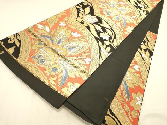 平和屋着物◎六通柄袋帯　更紗花文　金糸　正絹　逸品　DAAY4075jm