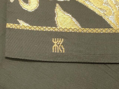 平和屋着物◎六通柄袋帯　更紗花文　金糸　正絹　逸品　DAAY4075jm