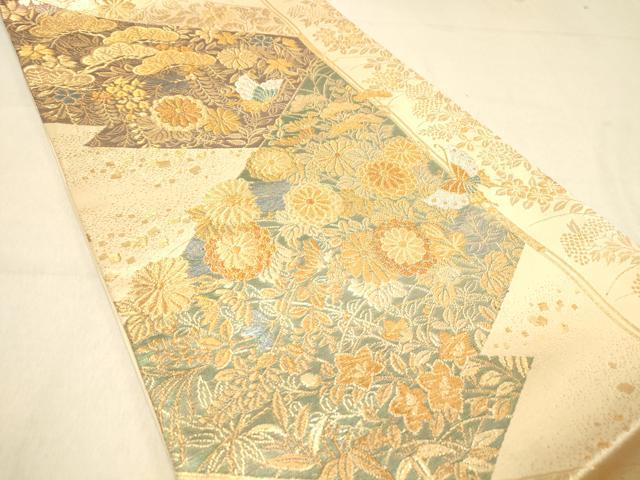 平和屋着物◎六通柄袋帯　松川菱吉祥花蝶文　金銀糸　正絹　逸品　DAAY4101jm