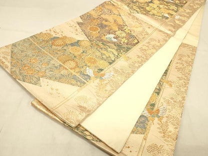 平和屋着物◎六通柄袋帯　松川菱吉祥花蝶文　金銀糸　正絹　逸品　DAAY4101jm