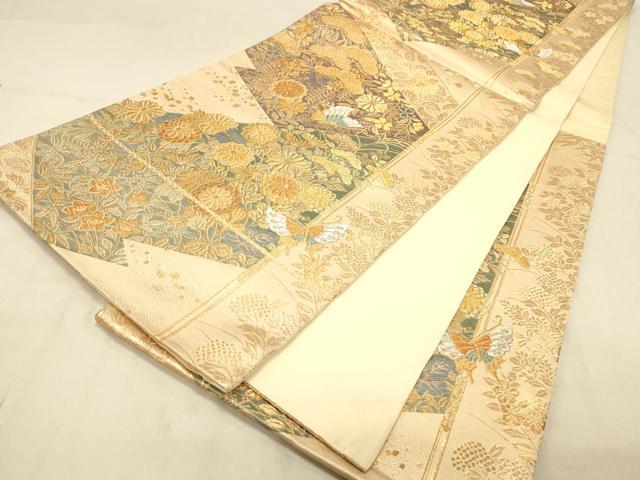 平和屋着物◎六通柄袋帯　松川菱吉祥花蝶文　金銀糸　正絹　逸品　DAAY4101jm