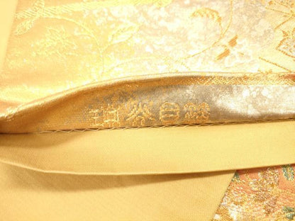 平和屋着物◎六通柄袋帯　鳳凰花文　瑞谷貝箔　金銀糸　正絹　逸品　DAAY4103jm
