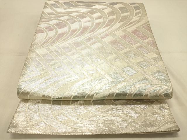 平和屋着物◎佐賀錦　六通柄袋帯　流水文　銀糸　正絹　逸品　DAAY4116jm