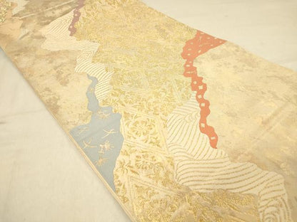 平和屋着物◎全通柄 本袋帯 道長花菱文 金糸 引箔 正絹 逸品 DAAY4120jm