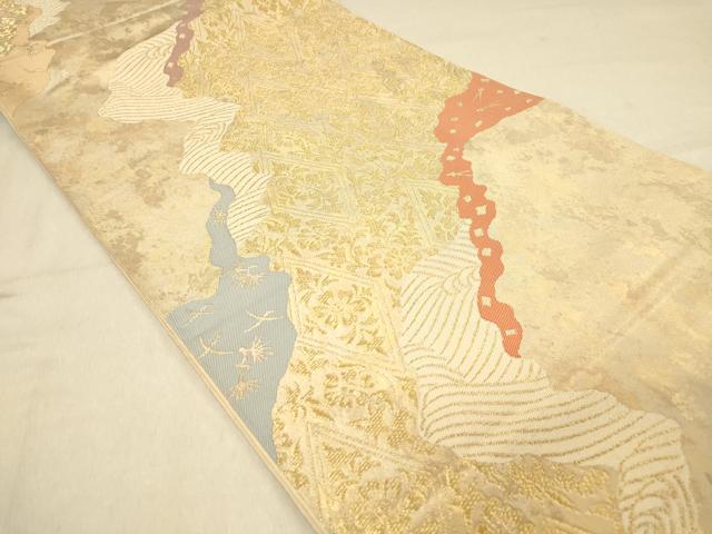 平和屋着物◎全通柄 本袋帯 道長花菱文 金糸 引箔 正絹 逸品 DAAY4120jm