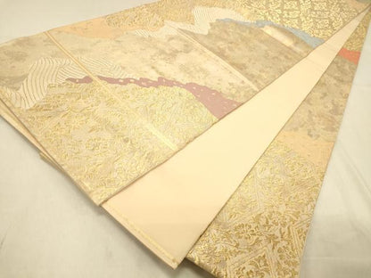 平和屋着物◎全通柄 本袋帯 道長花菱文 金糸 引箔 正絹 逸品 DAAY4120jm