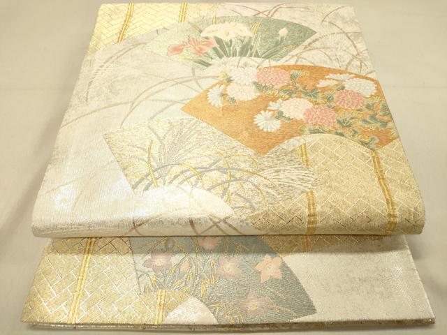 平和屋着物◎六通柄袋帯 地紙草花文 金銀糸 引箔 正絹 逸品 DAAY4127jm