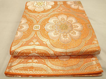 平和屋着物◎六通柄袋帯　正倉院花文　金糸　正絹　逸品　DAAY4130jm
