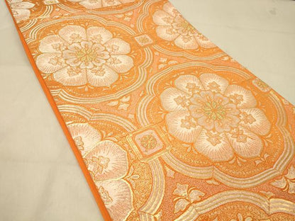 平和屋着物◎六通柄袋帯　正倉院花文　金糸　正絹　逸品　DAAY4130jm