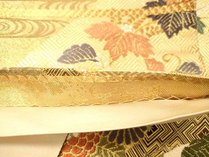 平和屋着物◎六通柄袋帯 佐賀唐織 桧垣能衣紋 金糸 正絹 逸品 DAAY4131jm