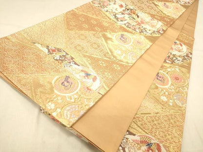 平和屋着物◎六通柄袋帯　天井雪輪鳳凰花文　金銀糸　正絹　逸品　DAAY4136jm