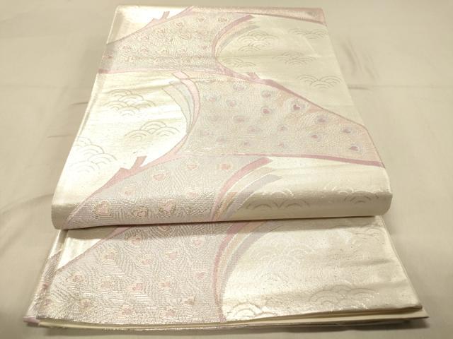 平和屋着物◎六通柄袋帯　孔雀文　正絹　逸品　DAAY4153jm
