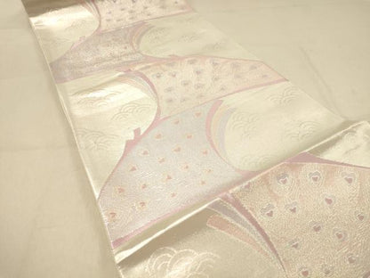 平和屋着物◎六通柄袋帯　孔雀文　正絹　逸品　DAAY4153jm
