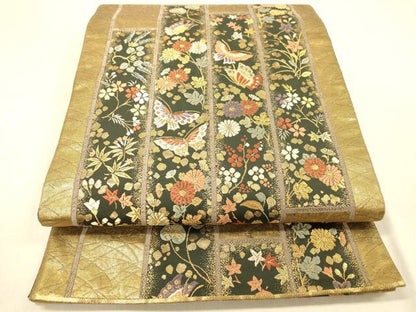 平和屋着物◎六通柄袋帯　唐織　花蝶文　金糸　引箔　正絹　逸品　DAAY4189jm