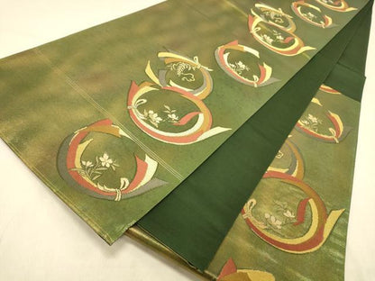 平和屋着物◎六通柄袋帯　花熨斗目　金糸　引箔　正絹　逸品　DAAY4202jm