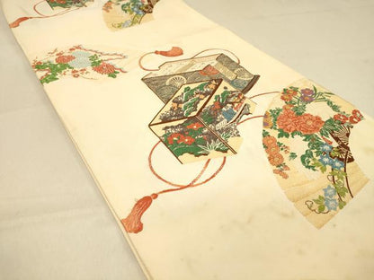 平和屋着物◎六通柄袋帯　唐織　地紙花文　金糸　正絹　逸品　DAAY4215jm