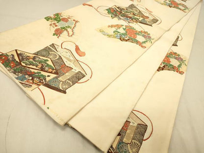 平和屋着物◎六通柄袋帯　唐織　地紙花文　金糸　正絹　逸品　DAAY4215jm