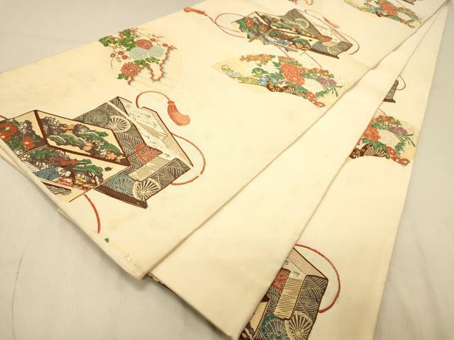 平和屋着物◎六通柄袋帯　唐織　地紙花文　金糸　正絹　逸品　DAAY4215jm