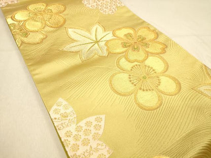 平和屋着物◎六通柄袋帯　立波舞花文　金糸　正絹　逸品　DAAY4243jm